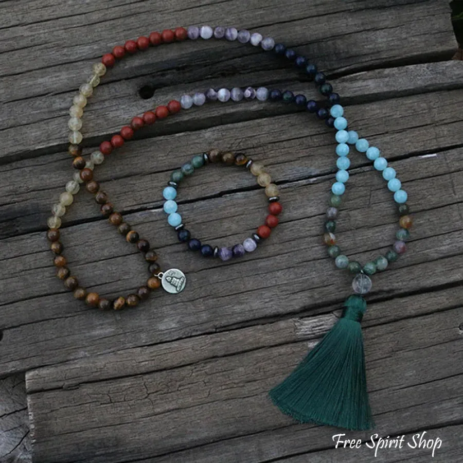 108 7 Chakras Natural Stone Mala Beads