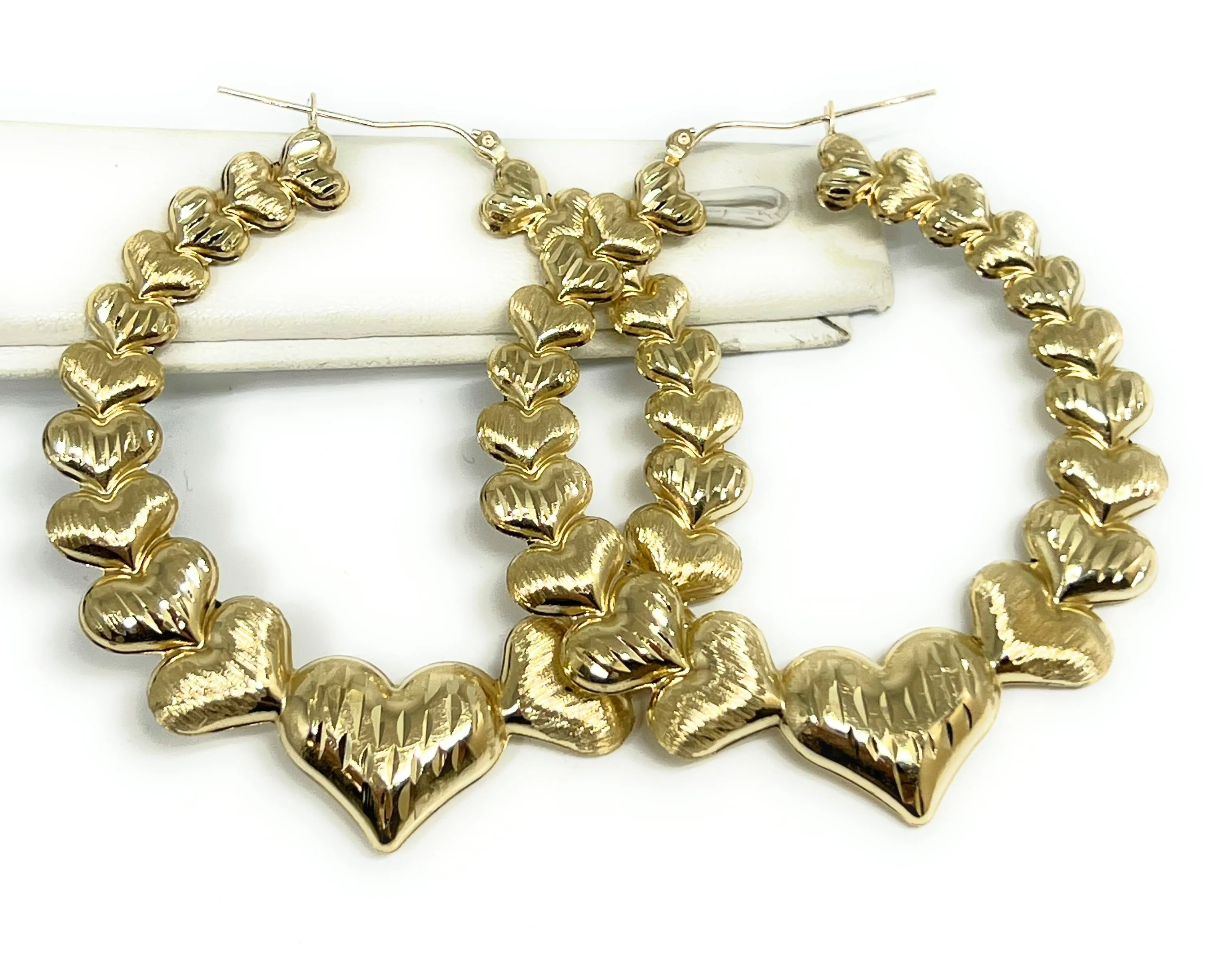 10k Solid Gold Heart Hoop Earrings