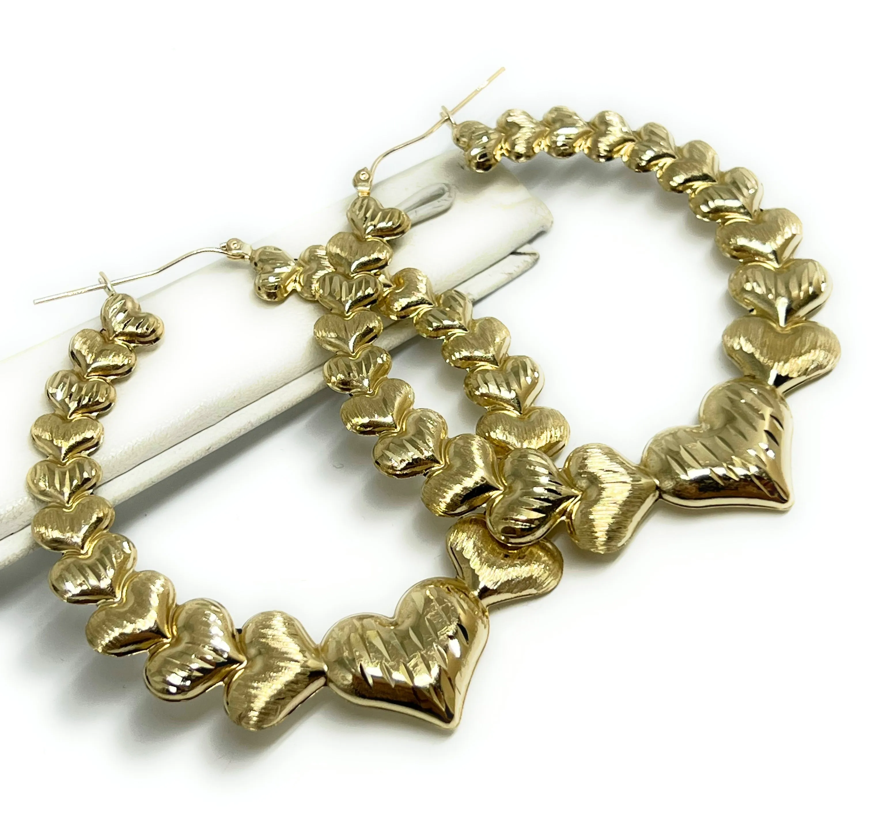 10k Solid Gold Heart Hoop Earrings