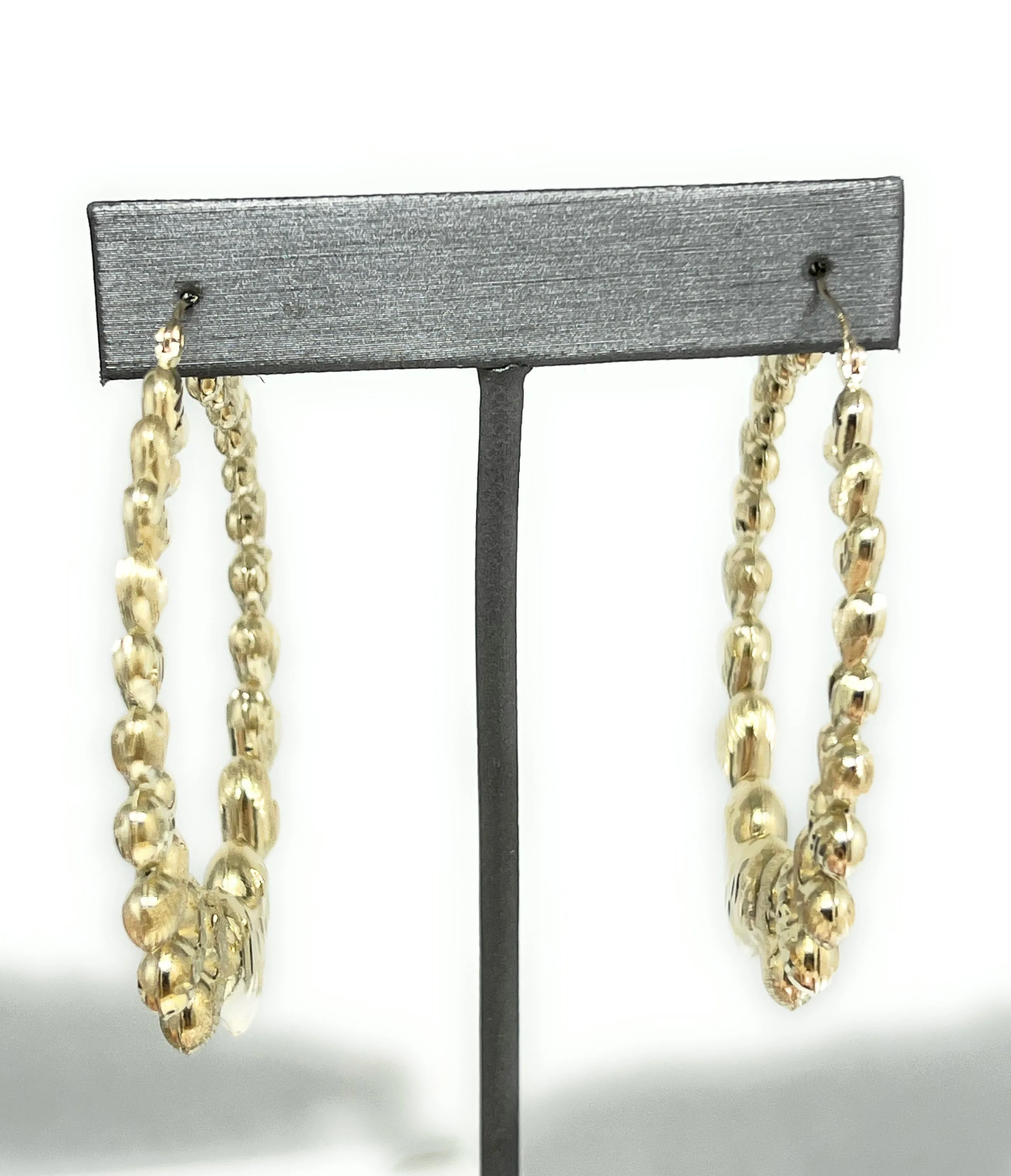 10k Solid Gold Heart Hoop Earrings