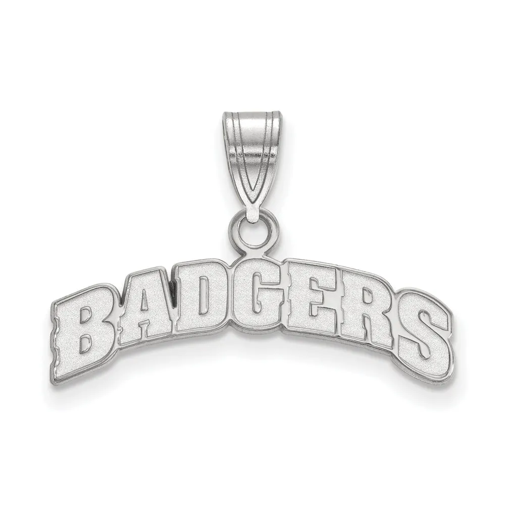 10k White Gold U. of Wisconsin Medium Script Logo Pendant