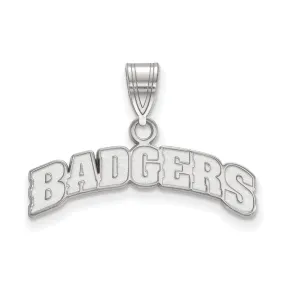 10k White Gold U. of Wisconsin Medium Script Logo Pendant