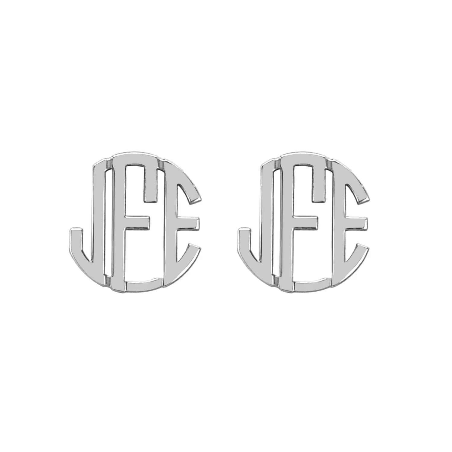 14K Solid Gold Block Mini Monogram Stud Earrings