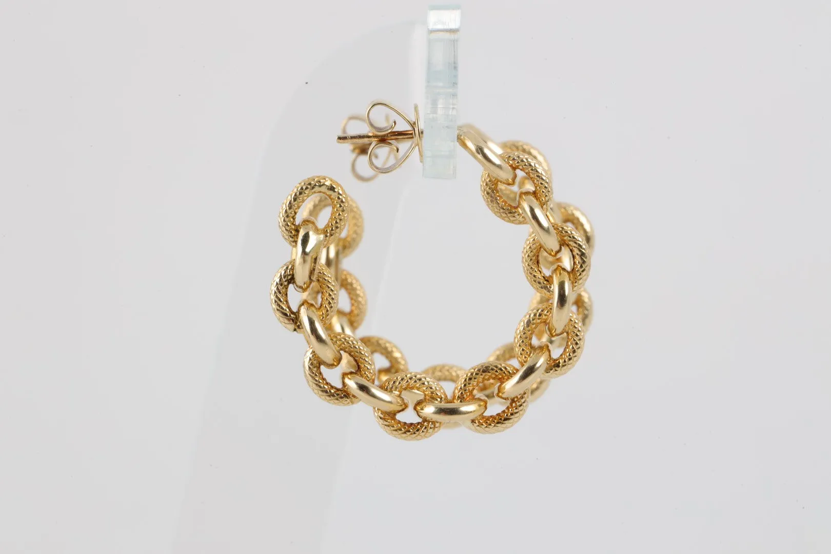 14k Yellow Gold Link Hoop Earrings (5.84g.)