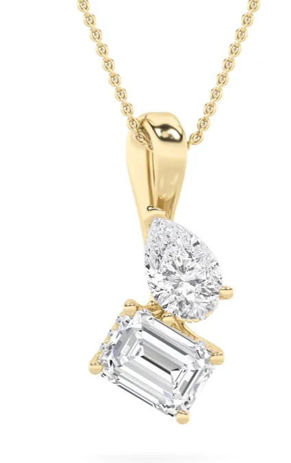 14kt Gold 3.00 CTW Toi et Moi Lab Diamond Pendant