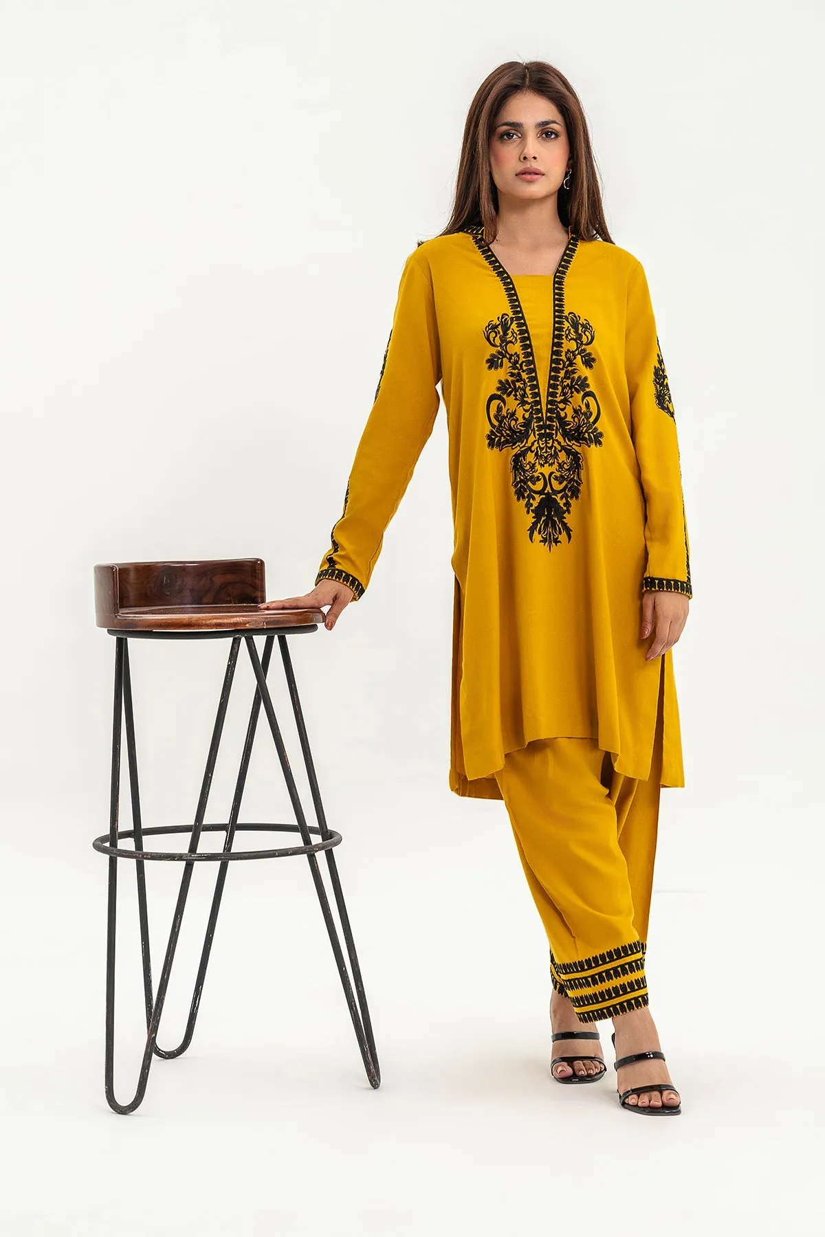 2-PC Embroidered Leather Shirt with Trouser CNP-3-219