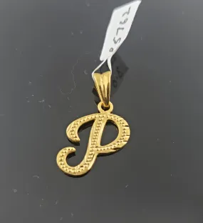 22K Solid Gold Initial P Pendant P5762