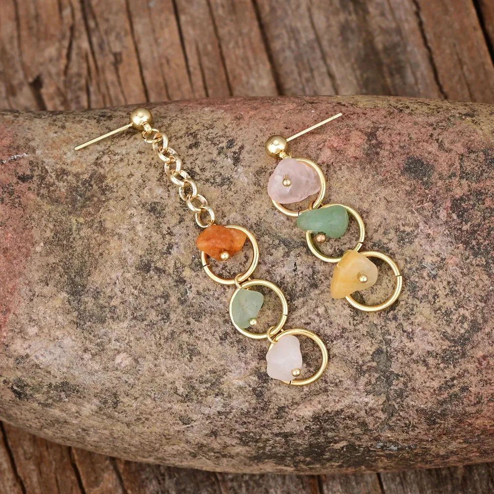 3 Natural Stone Mismatched Drop Earrings