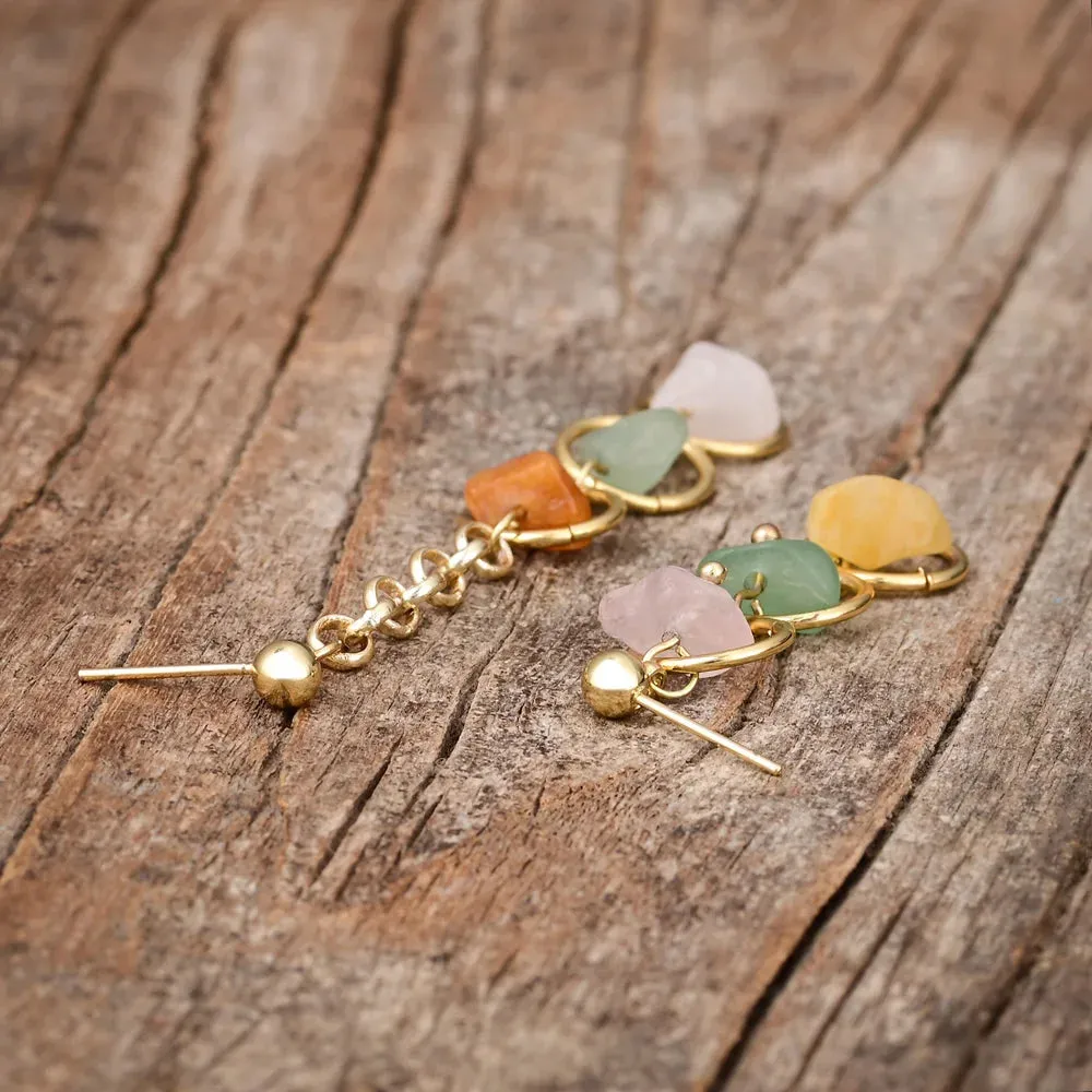 3 Natural Stone Mismatched Drop Earrings