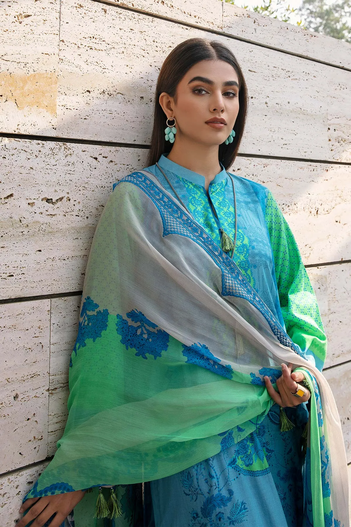 3-Pc Charizma Unstitched Embroidered Lawn Shirt With Embroidered Chiffon Dupatta AN23-32