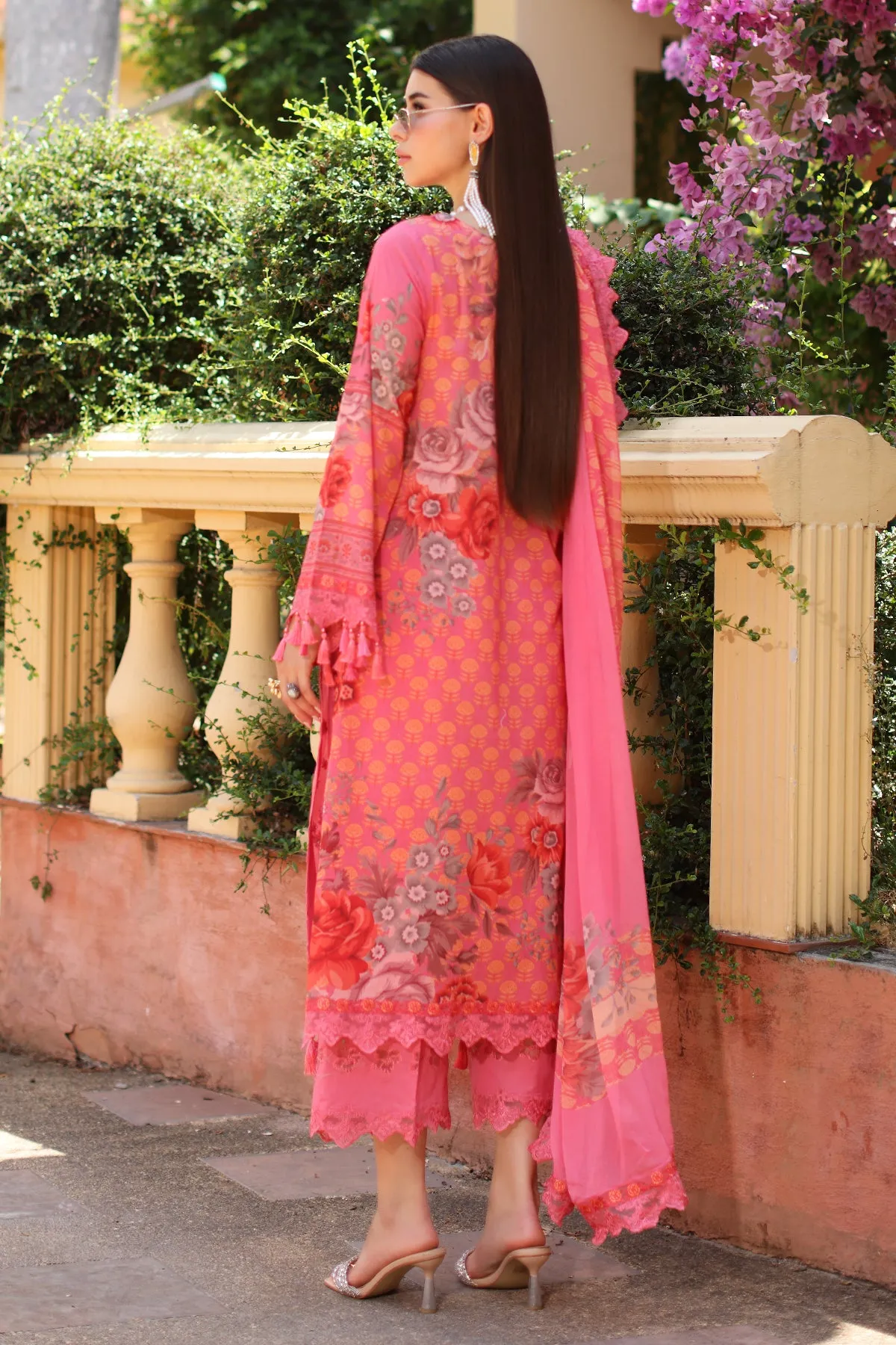 3-PC Unstitched Embroidered Lawn Shirt with Embroidered Chiffon Dupatta and Trouser CRS4-16