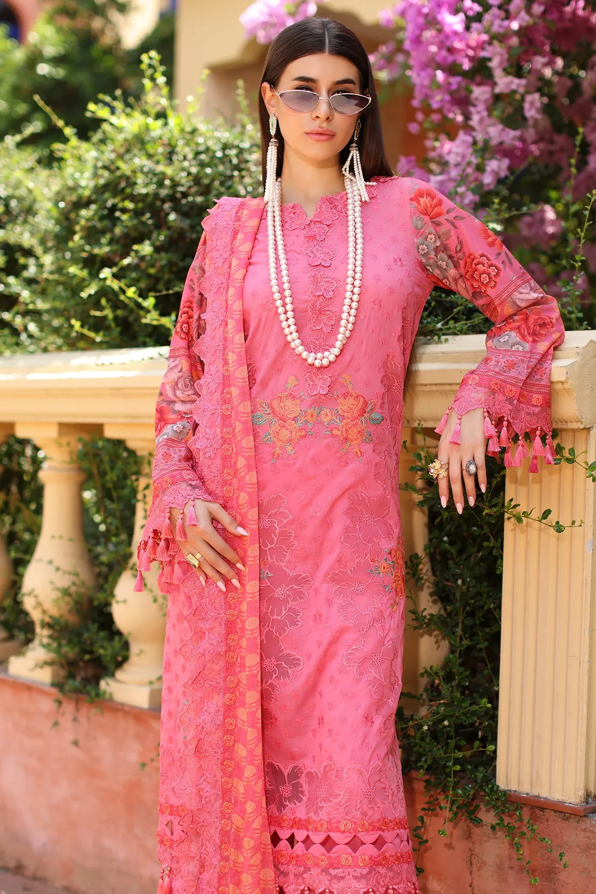 3-PC Unstitched Embroidered Lawn Shirt with Embroidered Chiffon Dupatta and Trouser CRS4-16