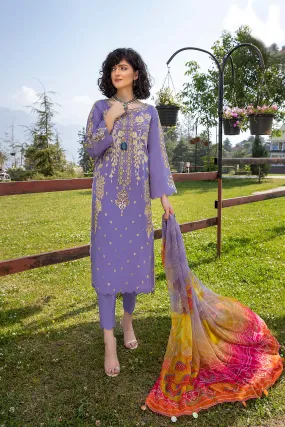 3 Pc Unstitched Embroidered Lawn With Chiffon Dupatta CSL-03