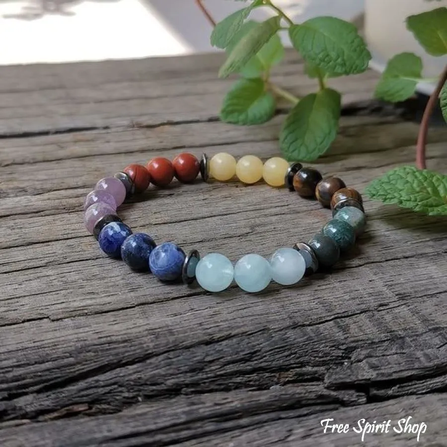 7 Chakra Natural Healing Stone Bead Bracelet