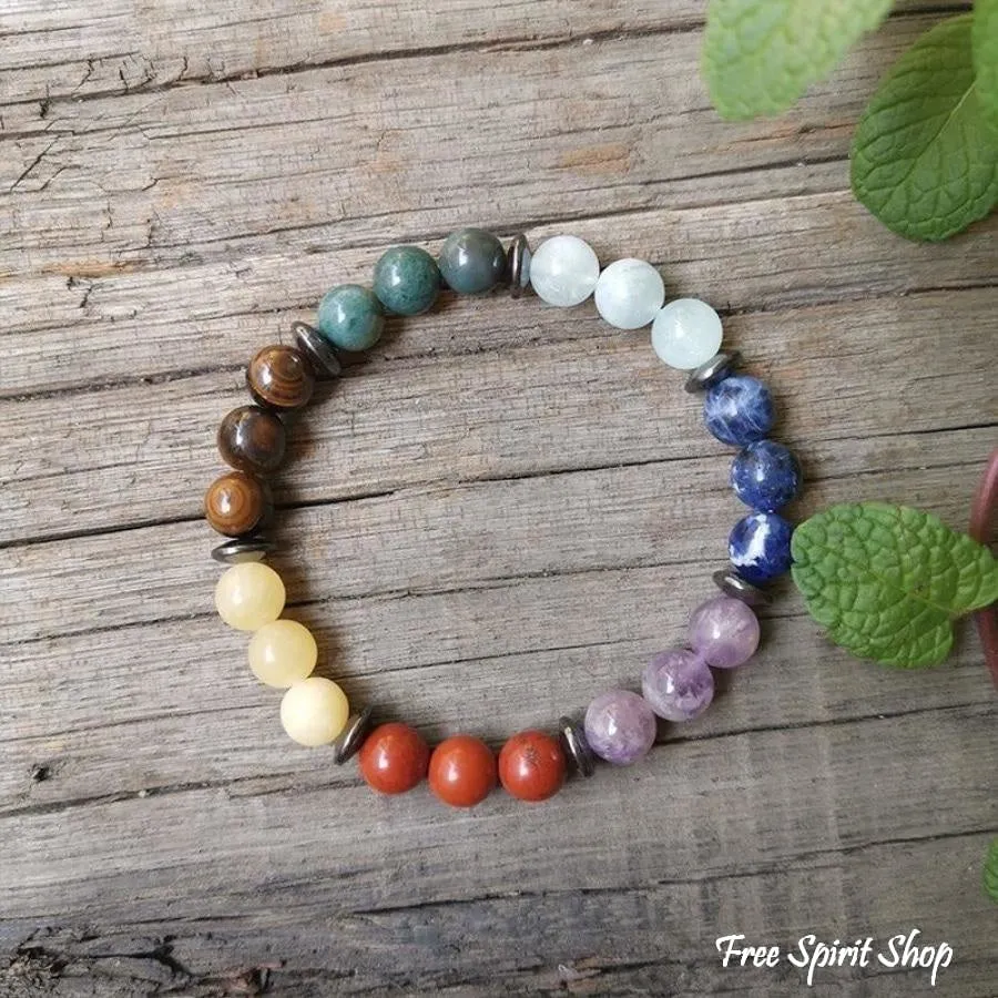 7 Chakra Natural Healing Stone Bead Bracelet