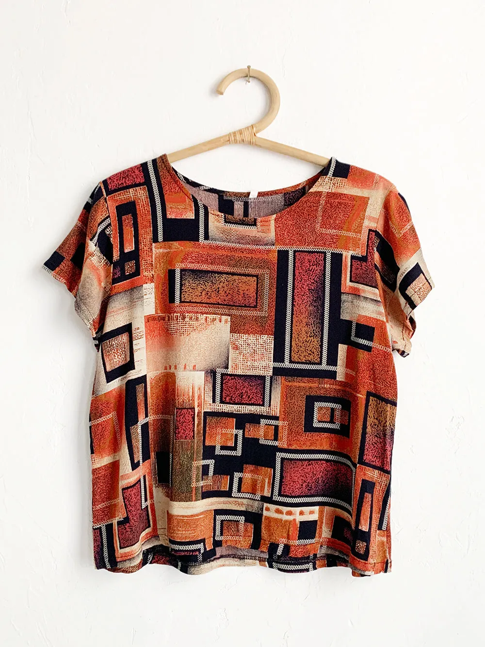 Abstract Red Square Rayon Tshirt