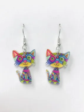 Acrylic Graffiti Cat Earrings