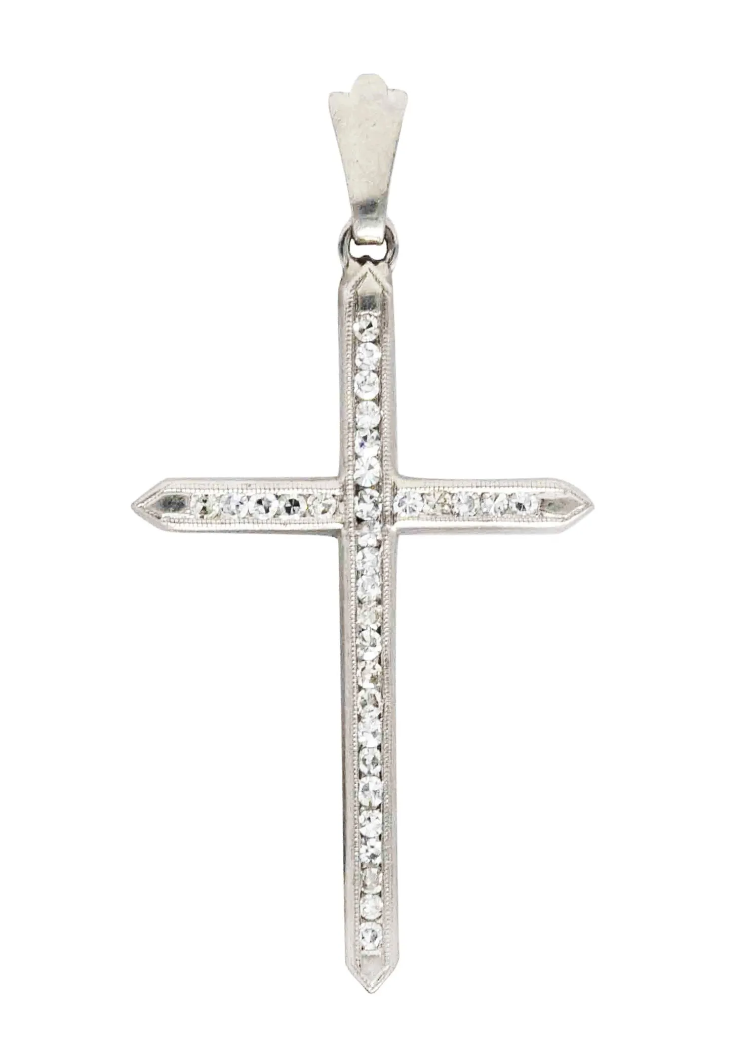 Art Deco 0.25 CTW Diamond Platinum Cross Pendant