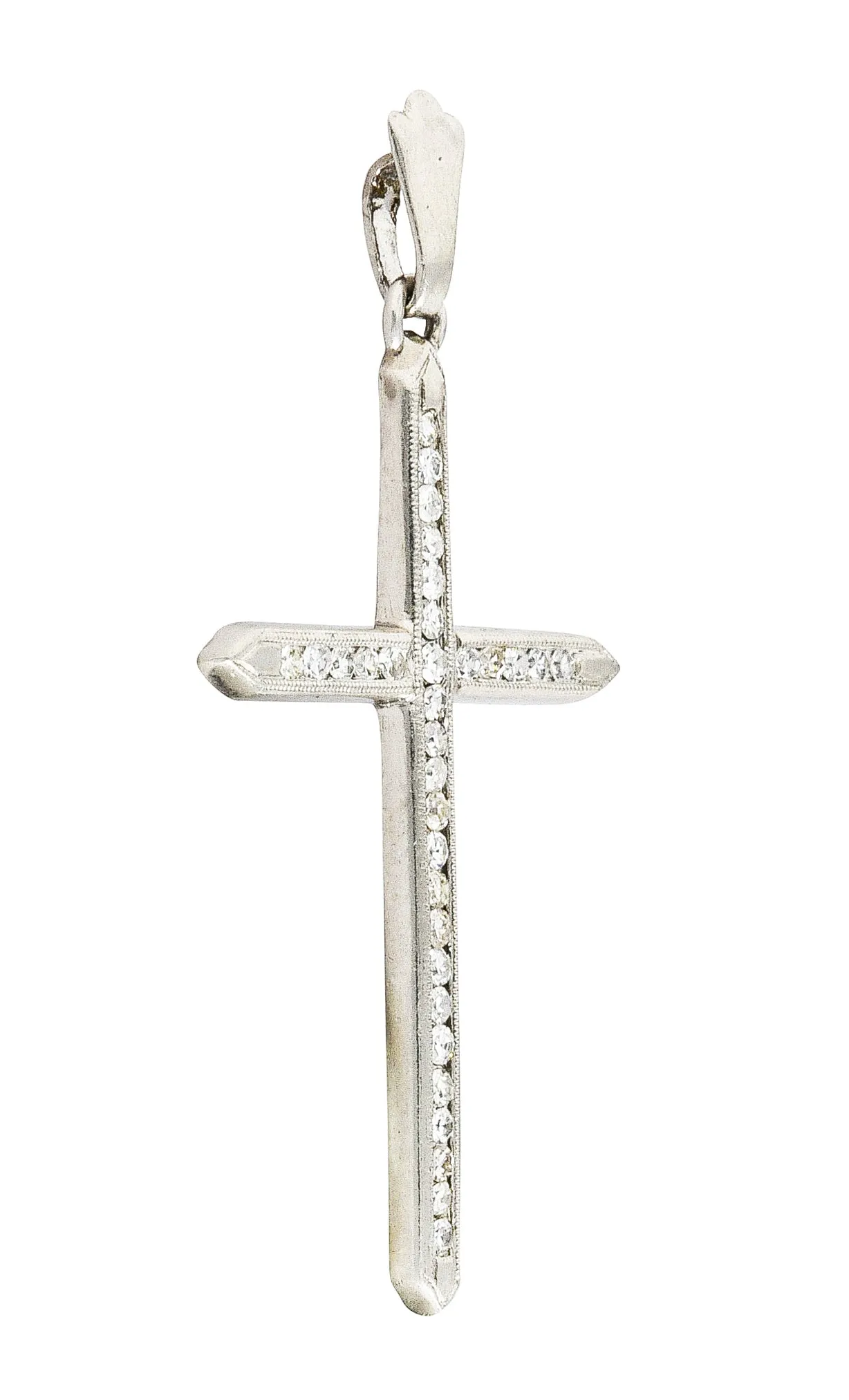 Art Deco 0.25 CTW Diamond Platinum Cross Pendant