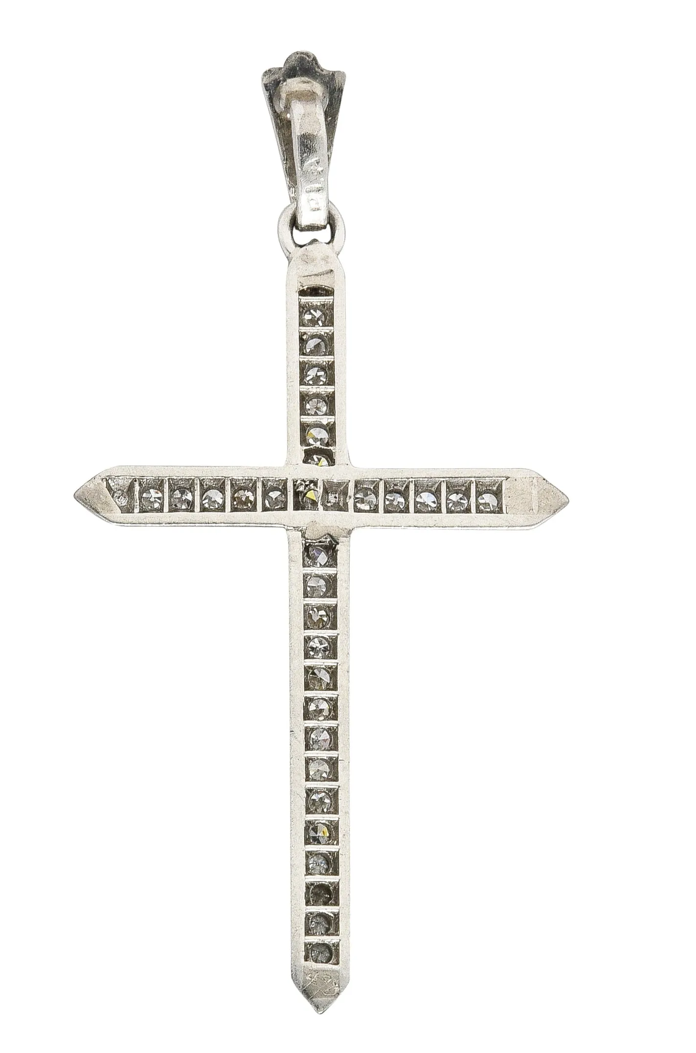 Art Deco 0.25 CTW Diamond Platinum Cross Pendant