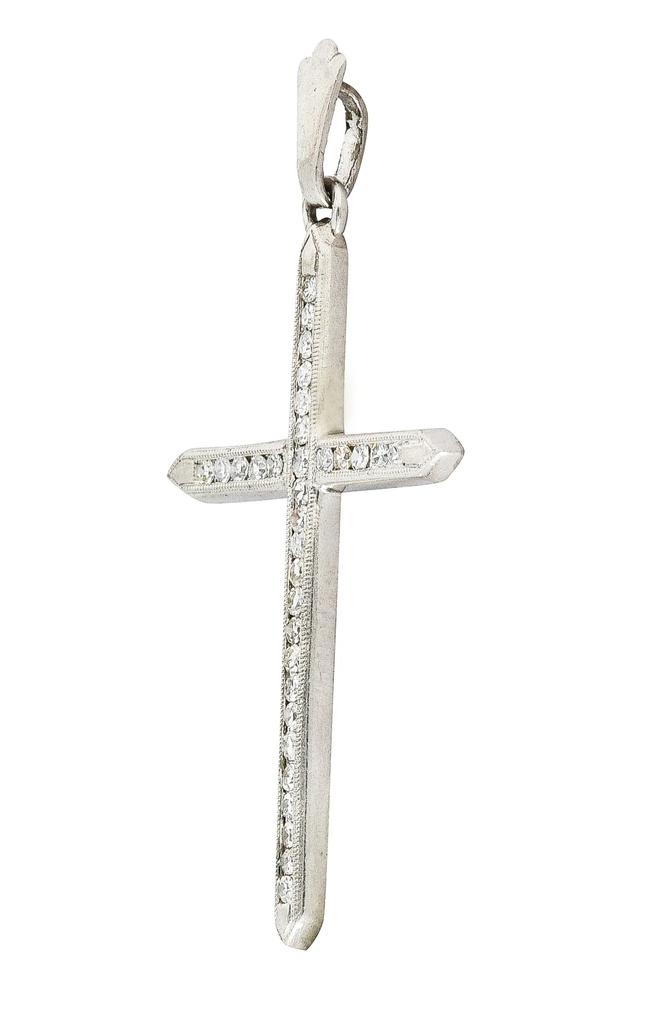 Art Deco 0.25 CTW Diamond Platinum Cross Pendant