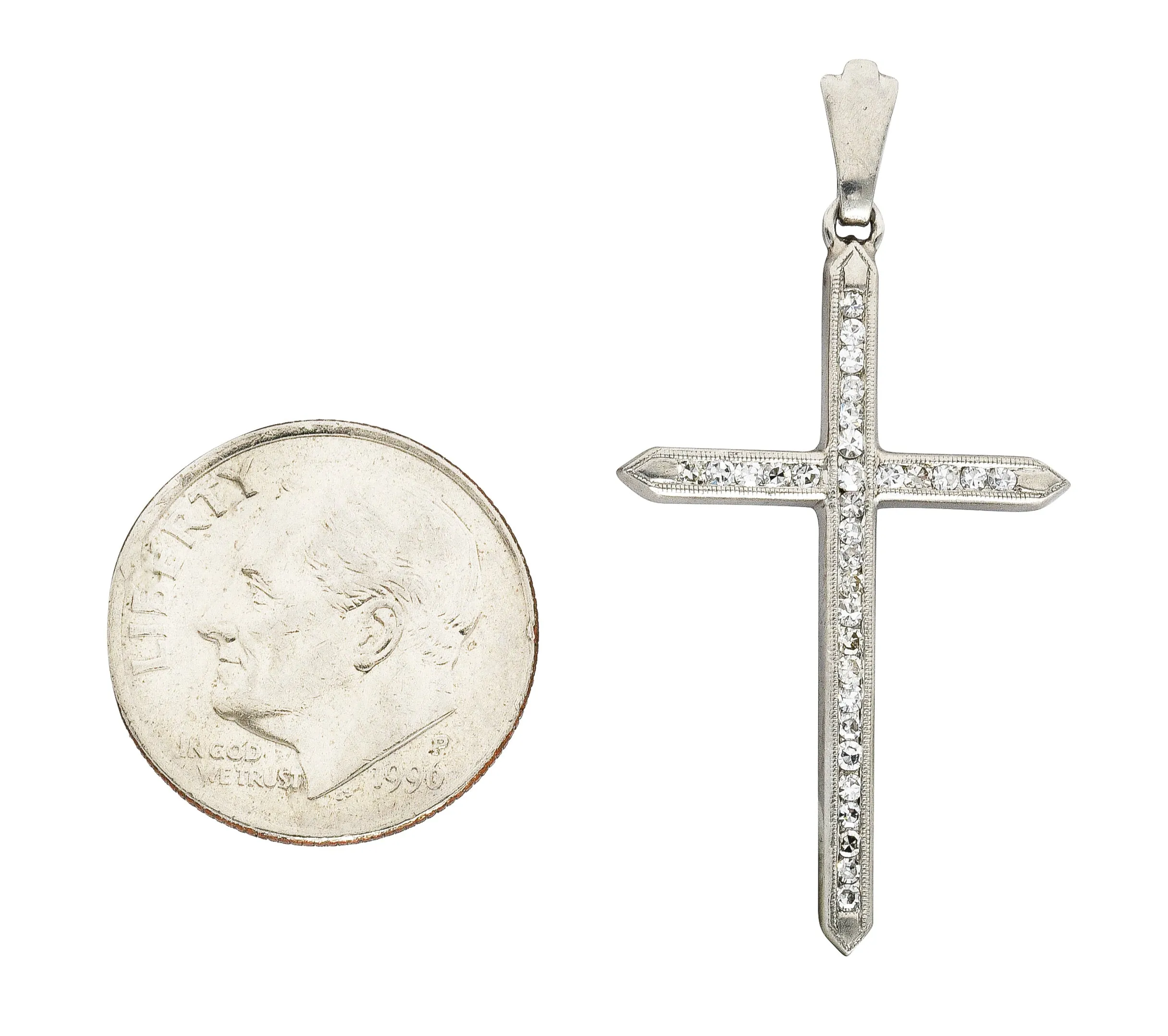 Art Deco 0.25 CTW Diamond Platinum Cross Pendant