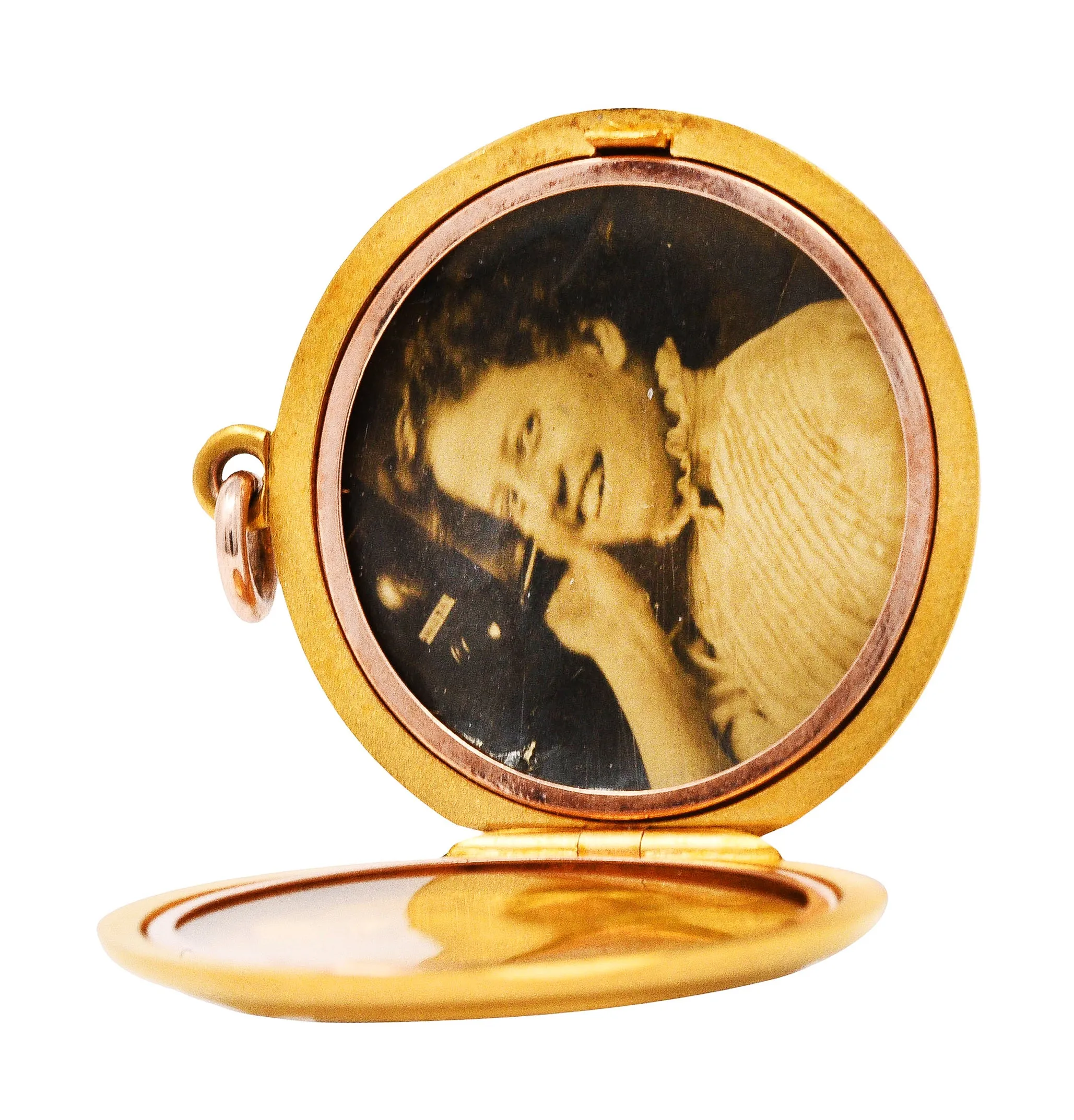 Art Nouveau 18 Karat Gold Floral Portrait Locket Pendant