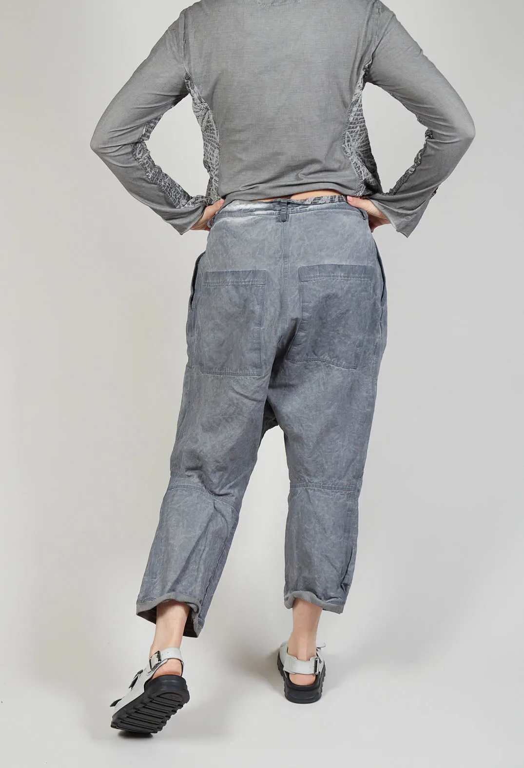 Ash Drop Crotch Trousers in C.Coal 70% Cloud