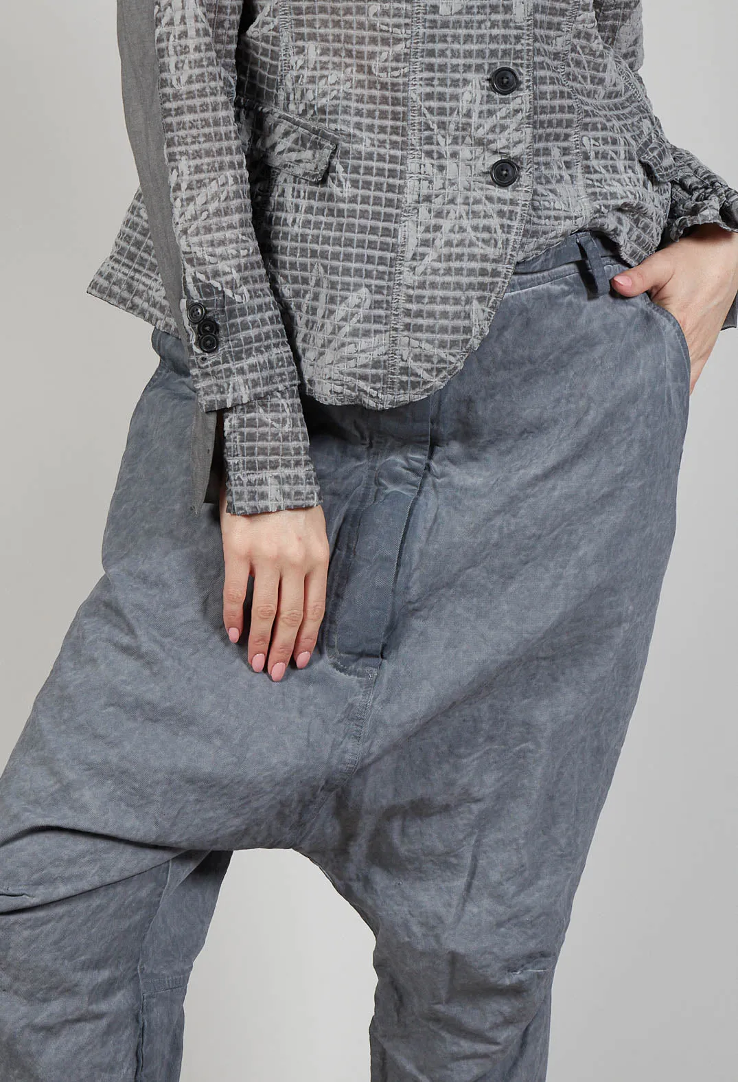 Ash Drop Crotch Trousers in C.Coal 70% Cloud