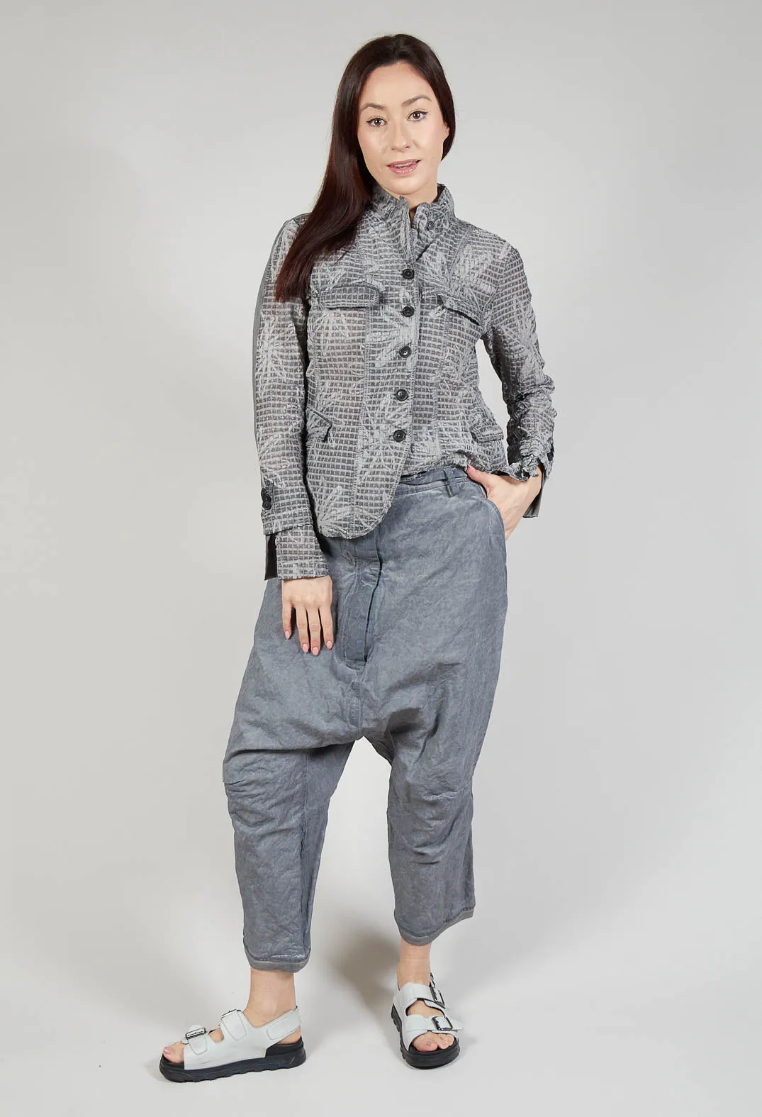 Ash Drop Crotch Trousers in C.Coal 70% Cloud