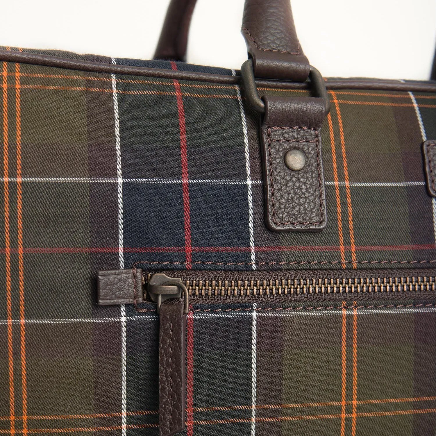 Barbour Tartan and Leather Holdall in Classic Tartan