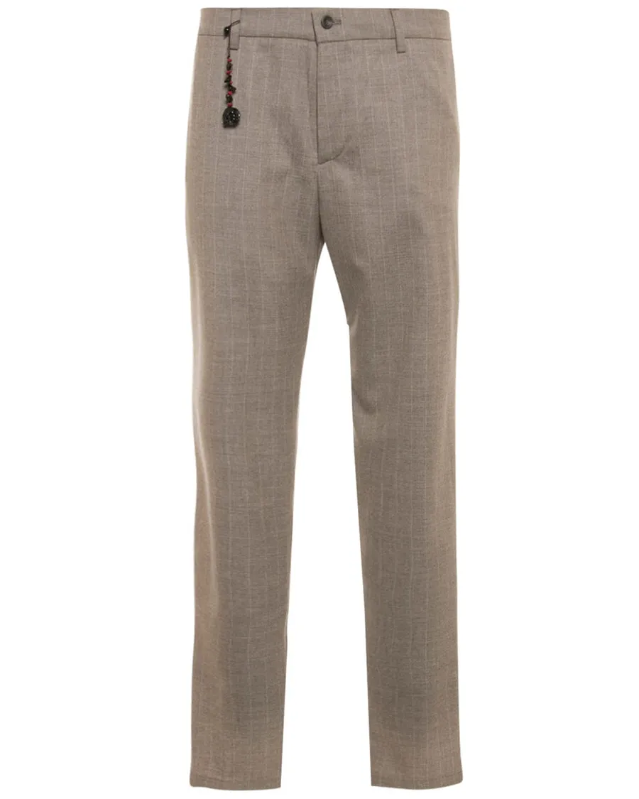 Beige Stripe Cashmere Trouser