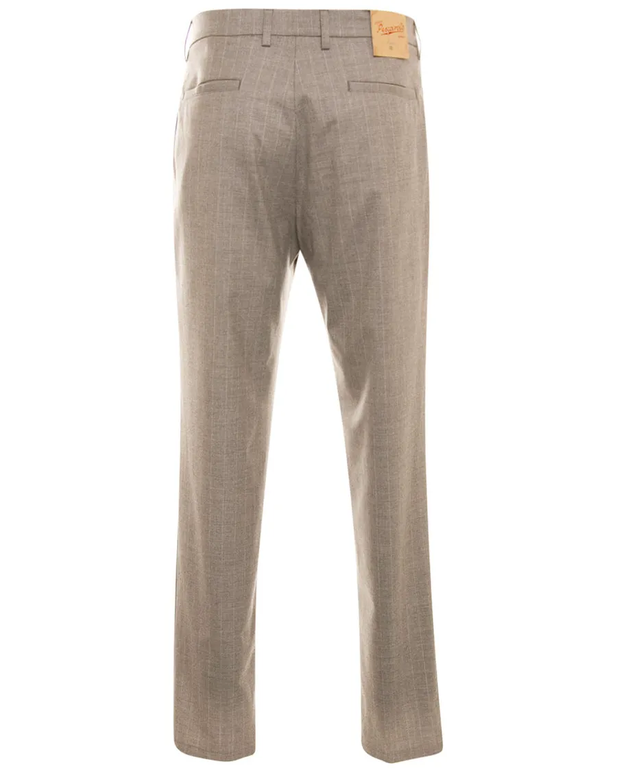 Beige Stripe Cashmere Trouser