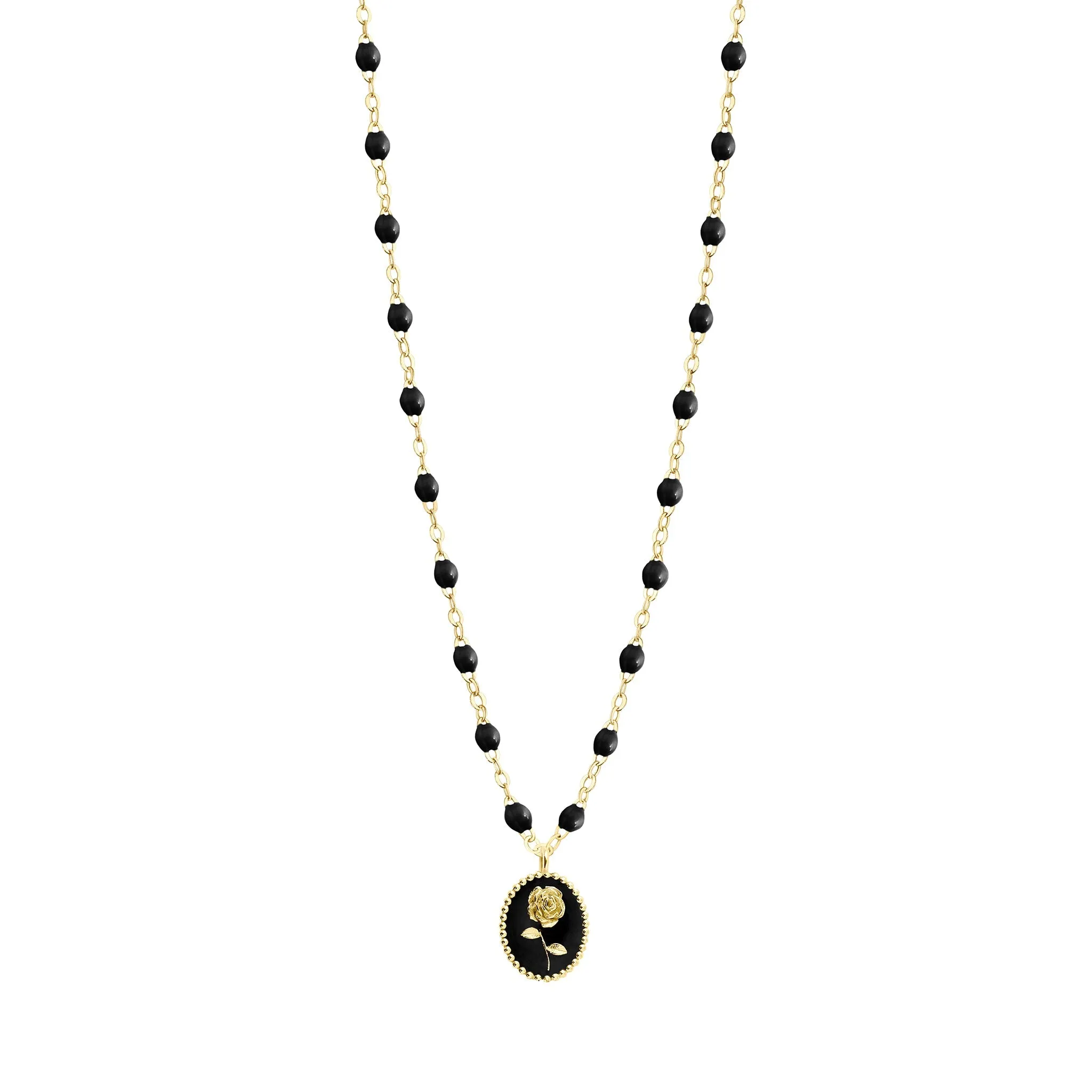 Black Rose Necklace, Yellow Gold, 16.5