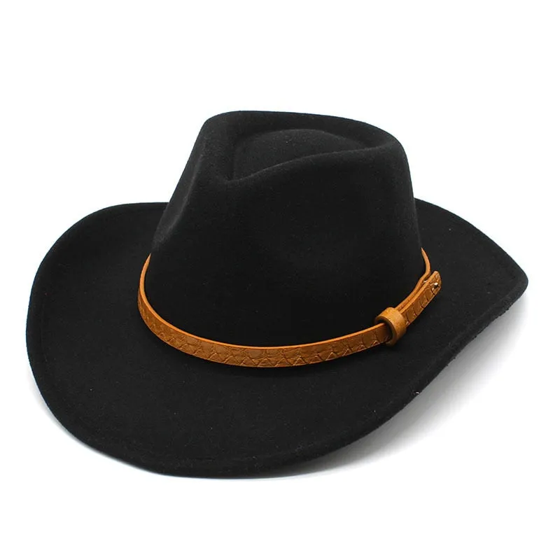 Casual Solid Partywear Western Jazz Cowboy Hat for Men and Women