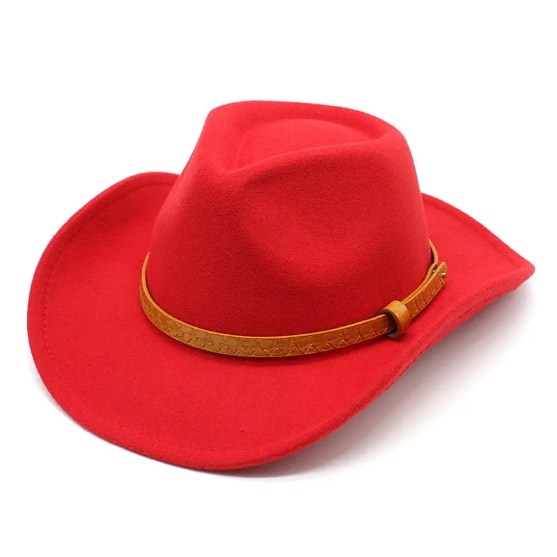 Casual Solid Partywear Western Jazz Cowboy Hat for Men and Women