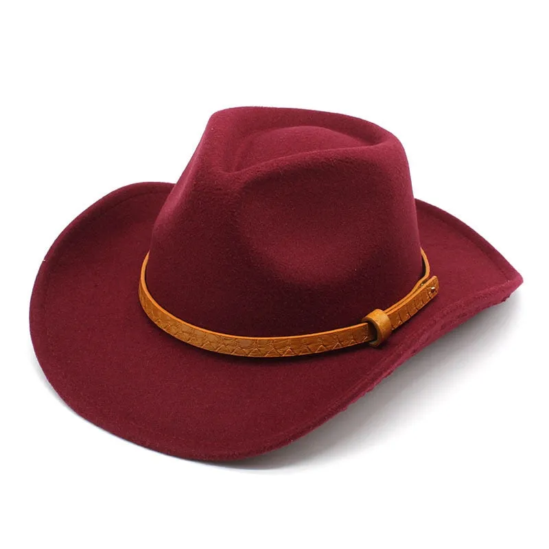 Casual Solid Partywear Western Jazz Cowboy Hat for Men and Women