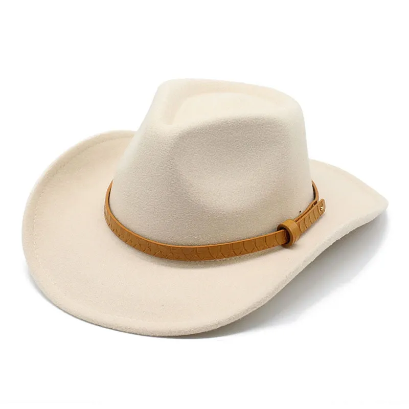 Casual Solid Partywear Western Jazz Cowboy Hat for Men and Women