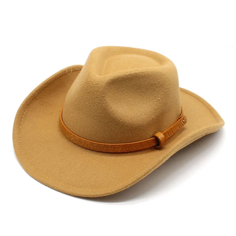 Casual Solid Partywear Western Jazz Cowboy Hat for Men and Women