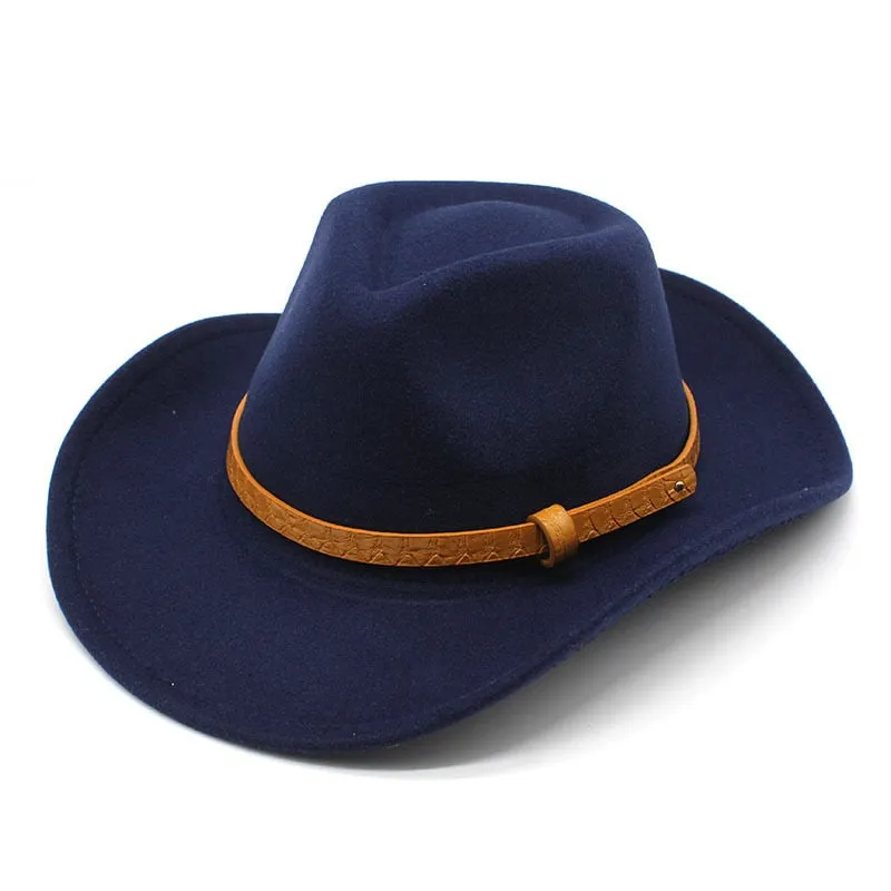 Casual Solid Partywear Western Jazz Cowboy Hat for Men and Women