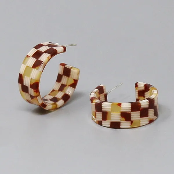 Checkered Acetate Hoop Earrings