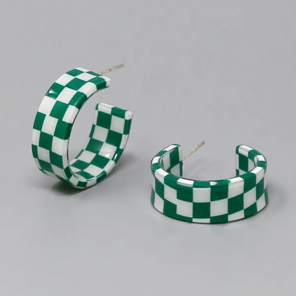 Checkered Acetate Hoop Earrings