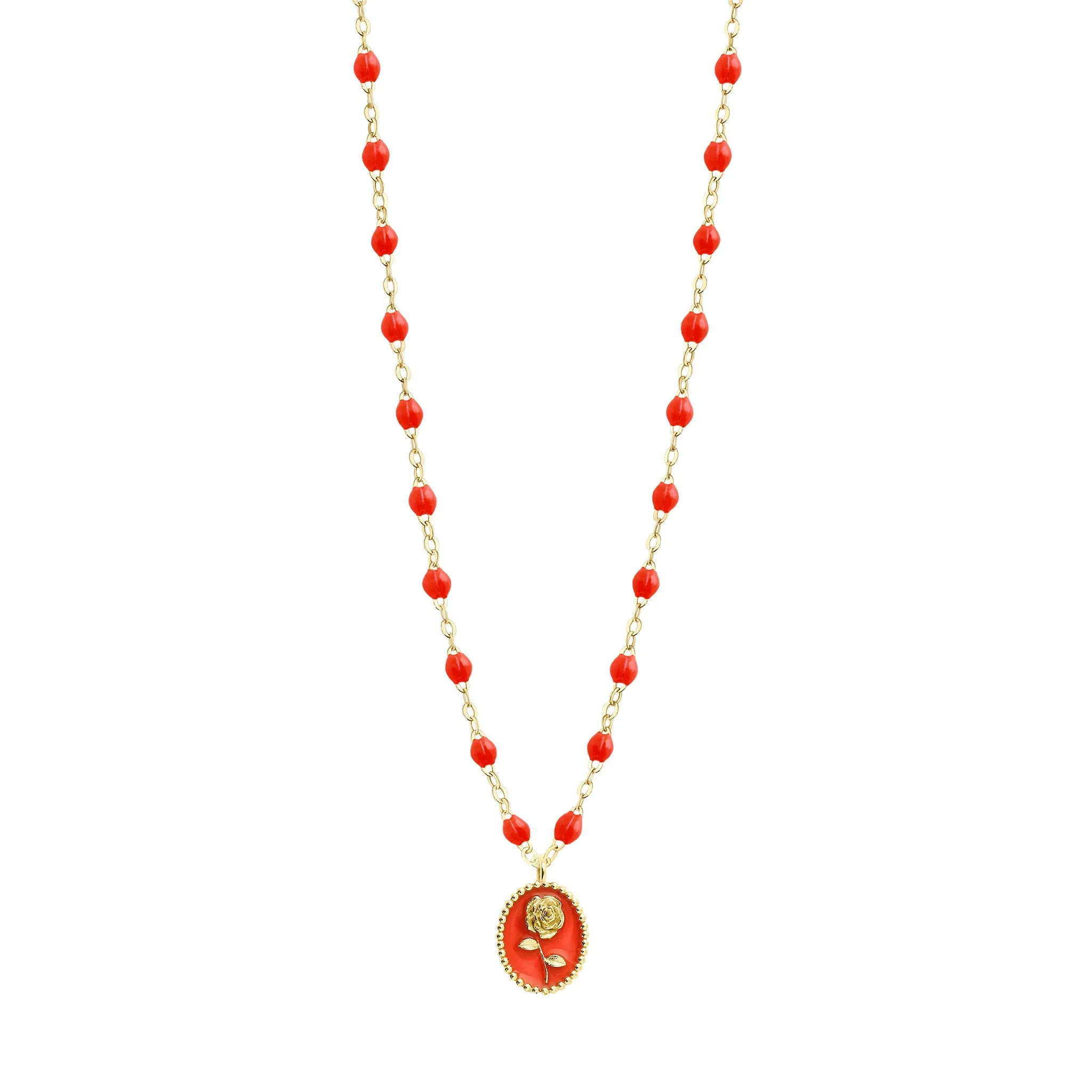 Coral Rose Necklace, Yellow Gold, 16.5