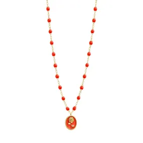 Coral Rose Necklace, Yellow Gold, 16.5