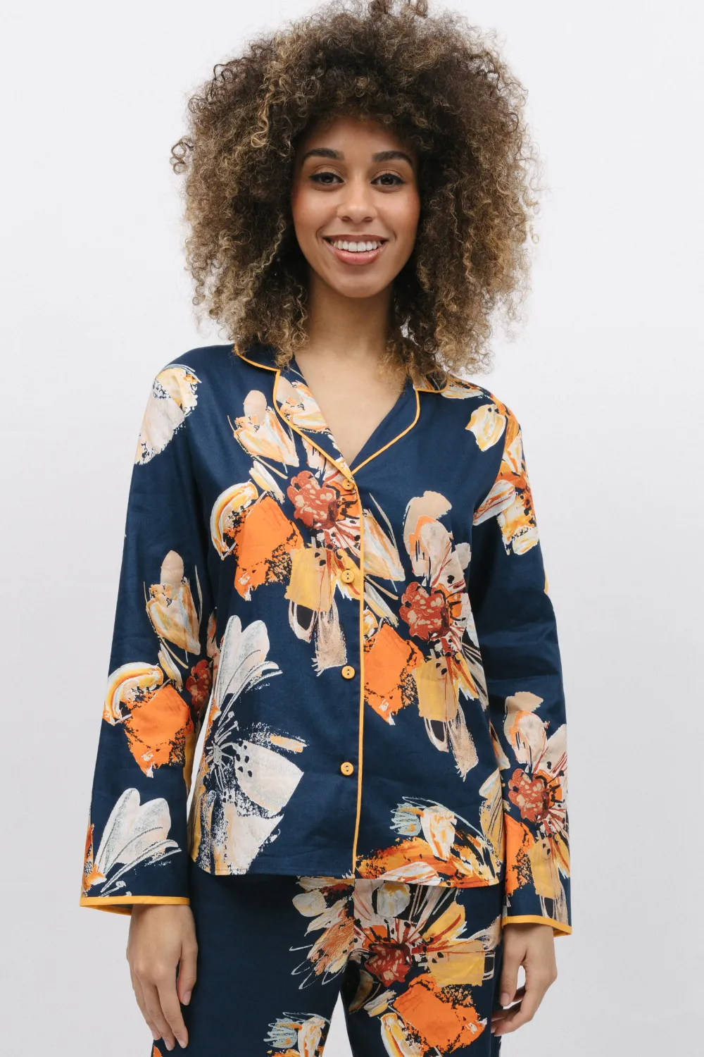 Cosmo Floral Print Long Sleeve Pyjama Top, Size UK 8