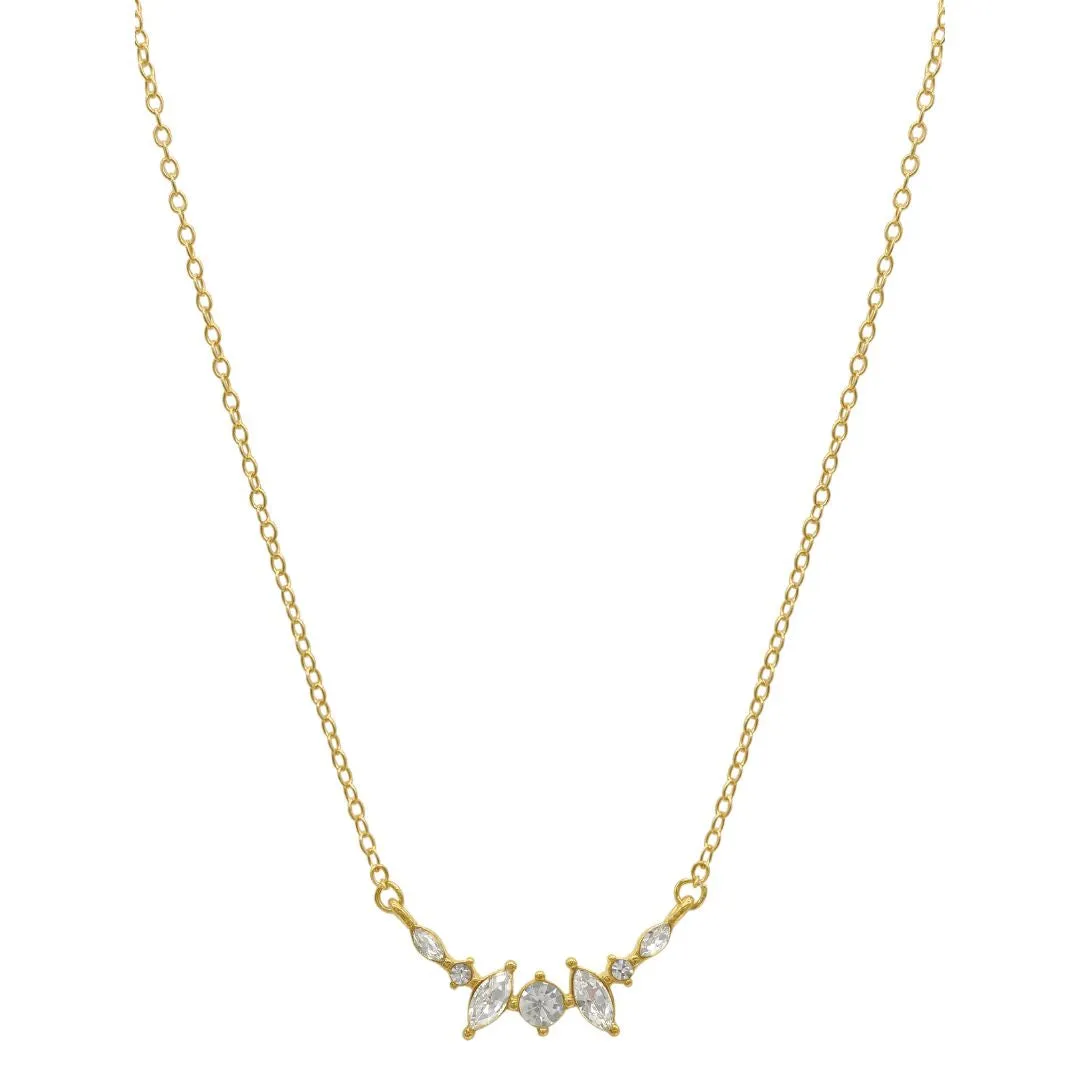 Crystal Curved Pendant Necklace gold