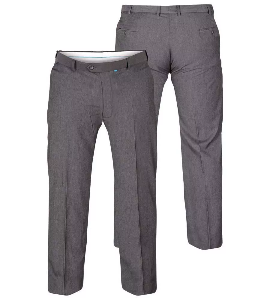 D555 Big Mens Charcoal Stretch Dress Trouser Extenda Waist (SUPREME CHARCOAL)