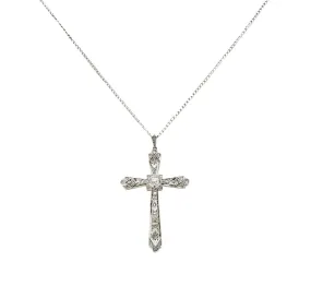 Edwardian Diamond Platinum-Topped 18 Karat Gold Cross Pendant