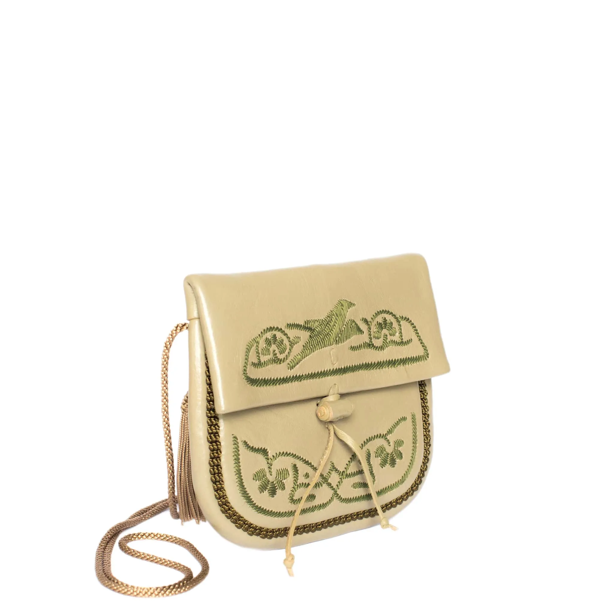 Embroidered Mini Crossbody Bag Khaki