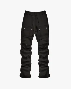 EPTM STACKED CARGO SWEATPANTS-BLACK